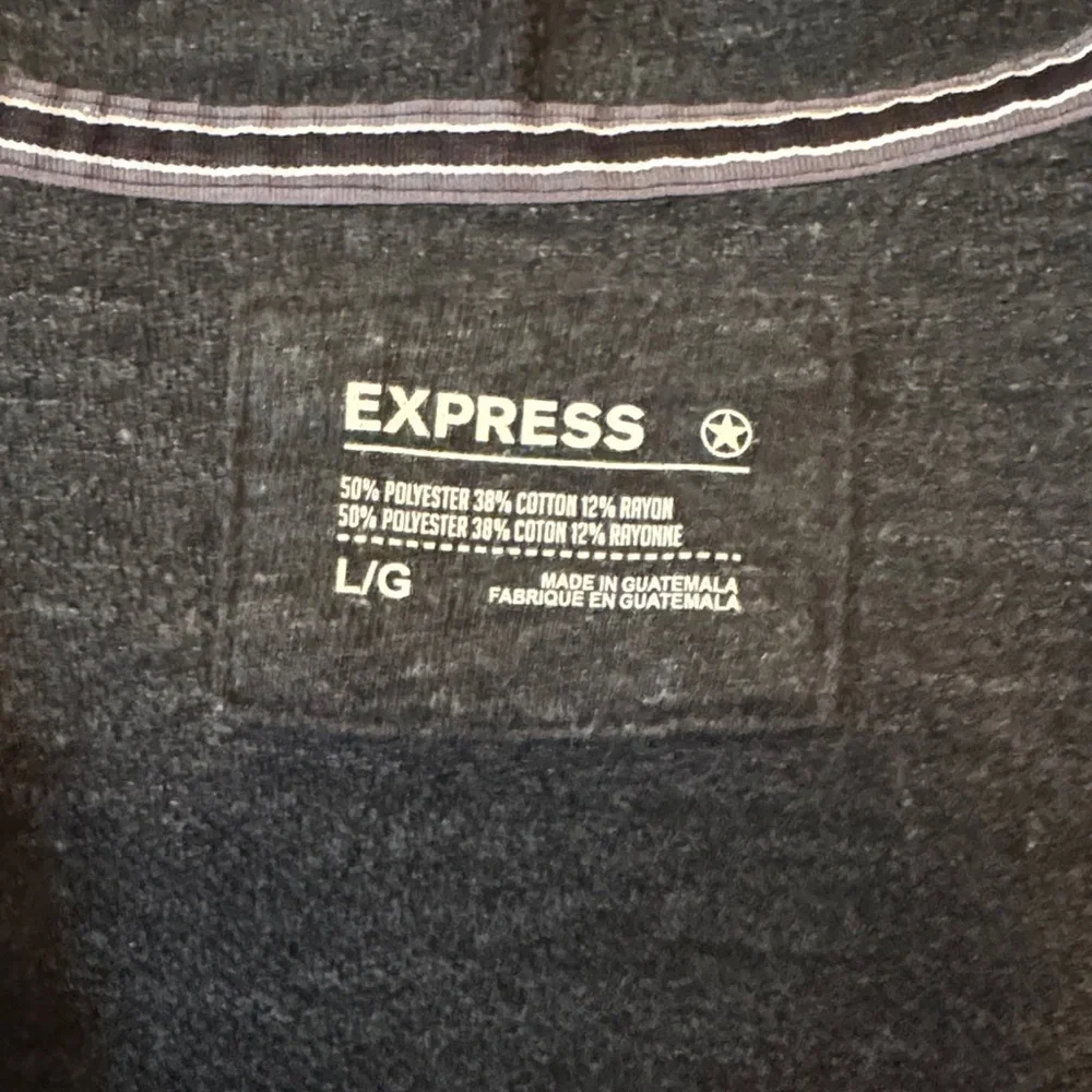 Express Dark Gray Hooded Zip-Up Sweater